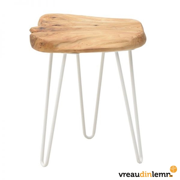 Masa de cafea decorativa din lemn Savana White